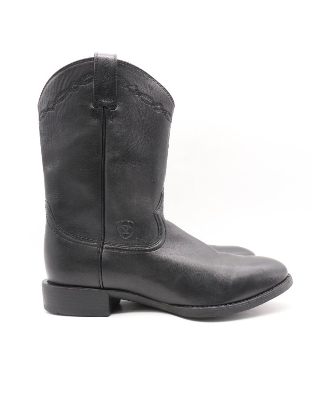 Ariat Heritage Roper Boots Men's 10.5 D Pull On ATS Pro Black Leather 10002280